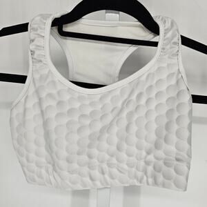 Gear Bunch Womens Sz XS Racerback Sports Bra White Dot Print Medium Impact